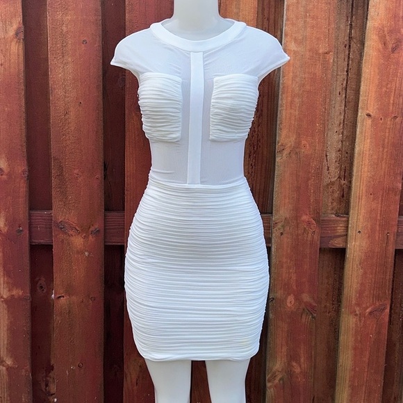 Terani Couture Women’s Ruched White Dress Size 2 - Picture 2 of 8